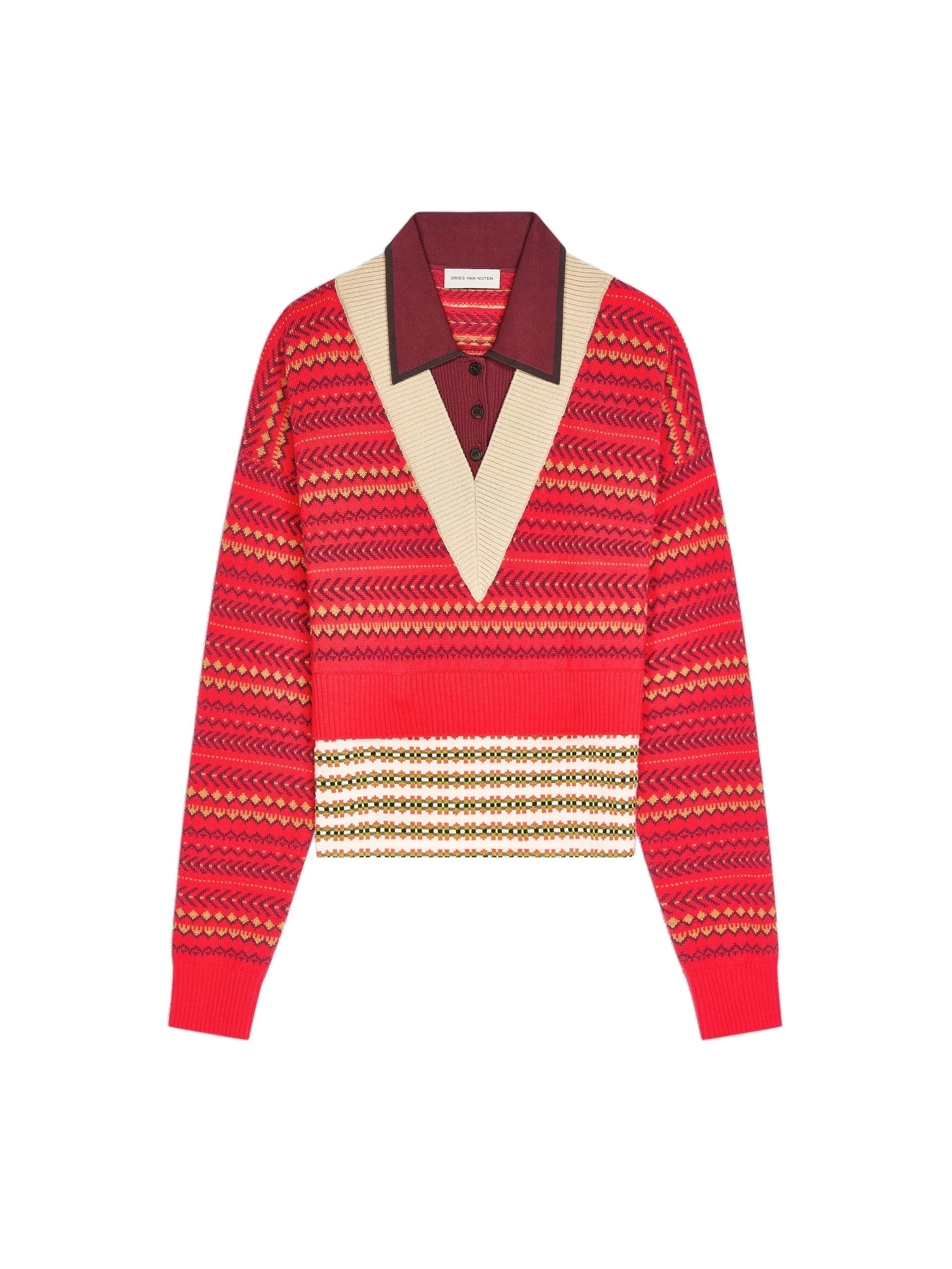 Dries Van Noten Boxy wool sweater in Red | Knitwear | Luxury Shoes Dries Van Noten Boxy wool sweater in Red | Knitwear | Luxury Shoes