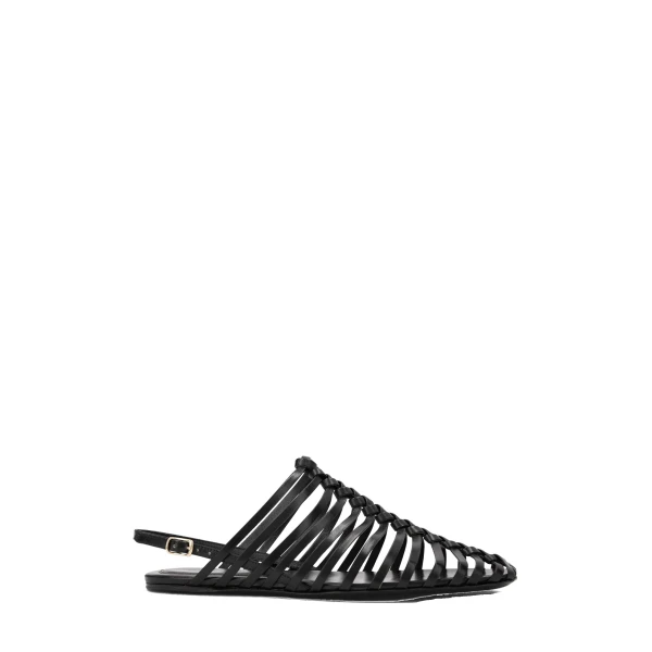 Braided leather sandals in Black