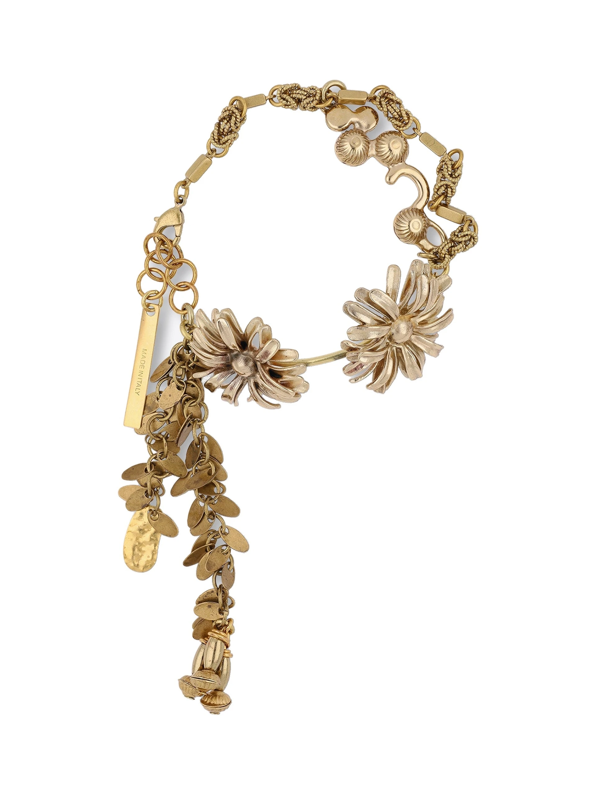 Dries Van Noten Chain floral bracelet in Old Brass | Bracelets | Luxury Shoes Dries Van Noten Chain floral bracelet in Old Brass
