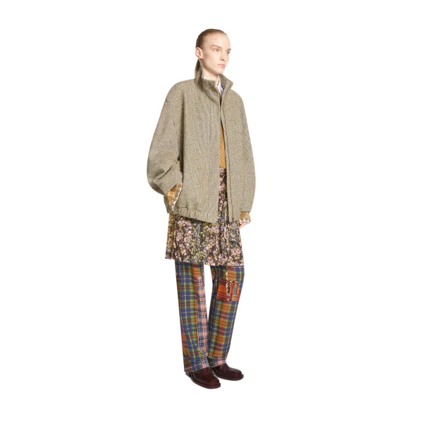 Checked bomber jacket in Tan - Image 3