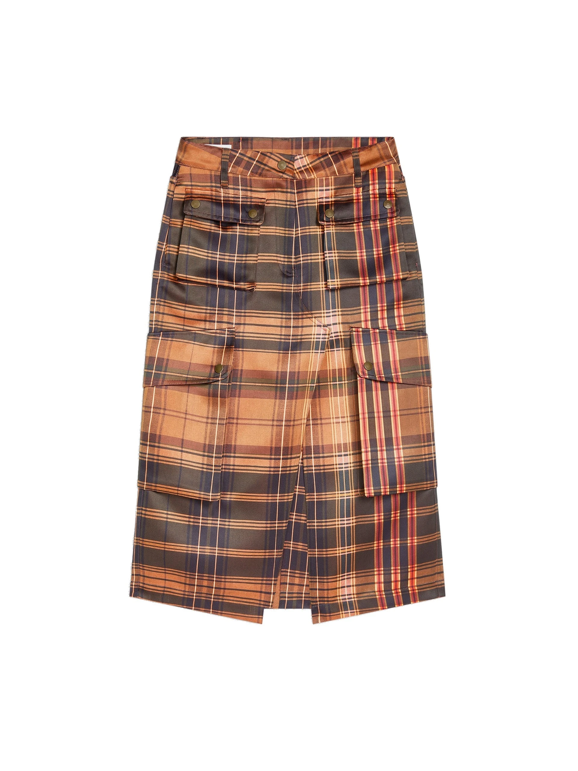 Dries Van Noten Checked cargo skirt in Neon Orange | Skirts | Luxury Shoes Dries Van Noten Checked cargo skirt in Neon Orange | Skirts | Luxury Shoes