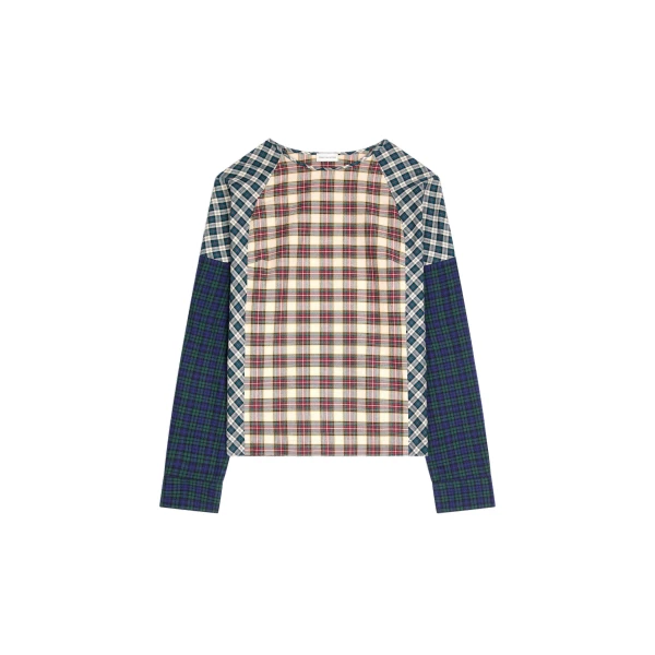 Dries Van Noten Contrast cotton flannel top in Ecru | Tops | Luxury Shoes 