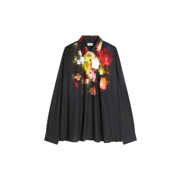 Dries Van Noten Cotton cocoon shirt in Black | Tops | Luxury Shoes 