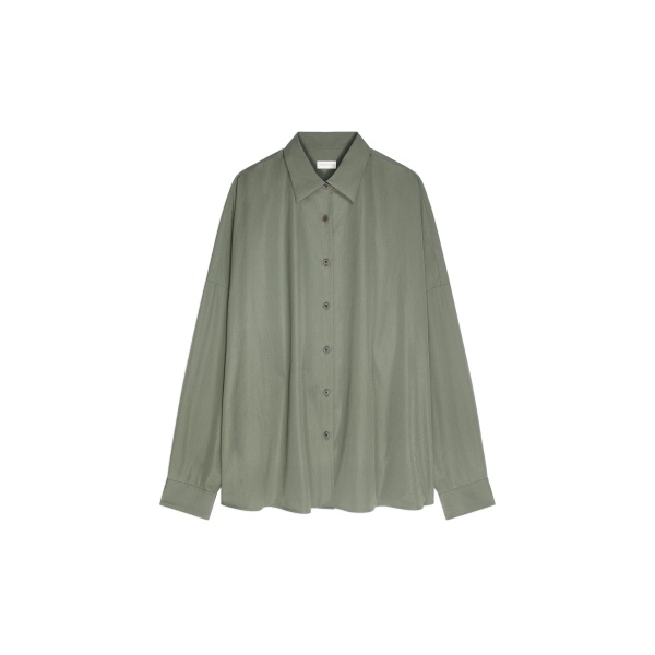 Dries Van Noten Cotton cocoon shirt in Green | Tops | Luxury Shoes 