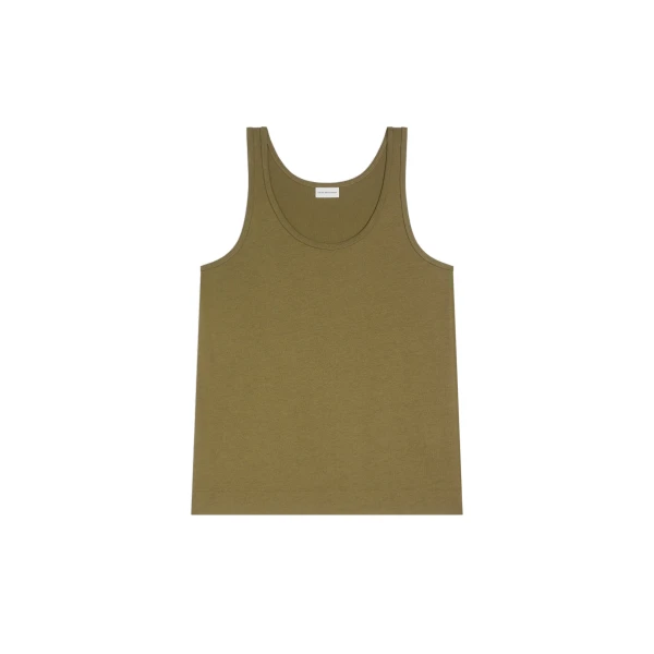 Dries Van Noten Cotton tank top in Khaki | Tops | Luxury Shoes 
