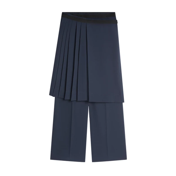 Dries Van Noten Crepe skirt pants in Navy | Pants | Luxury Shoes 