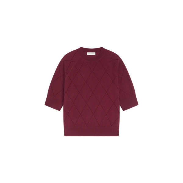 Dries Van Noten Crew neck merino sweater in Wine | Knitwear | Luxury Shoes 