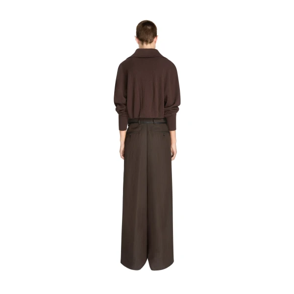 Cropped cashmere cardigan in Dark Brown - Image 4