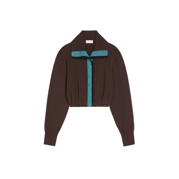 Cropped cashmere cardigan in Dark Brown