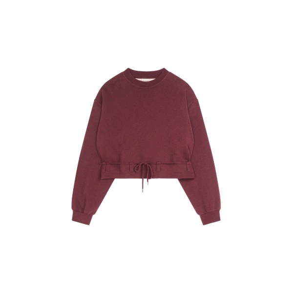 Dries Van Noten Cropped sweatshirt in Burgundy Melange | Tops | Luxury Shoes 