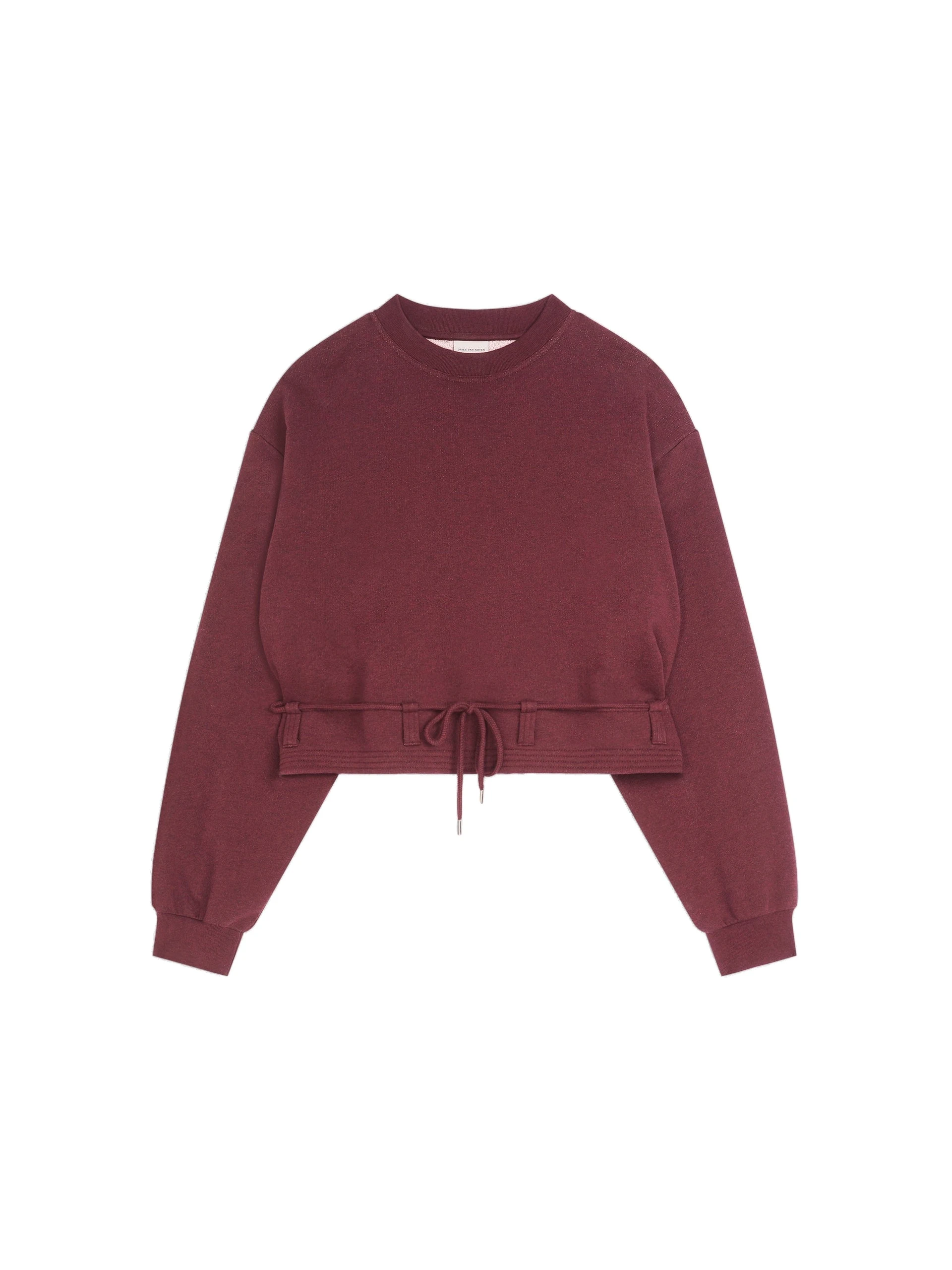 Dries Van Noten Cropped sweatshirt in Burgundy Melange | Tops | Luxury Shoes Dries Van Noten Cropped sweatshirt in Burgundy Melange | Tops | Luxury Shoes