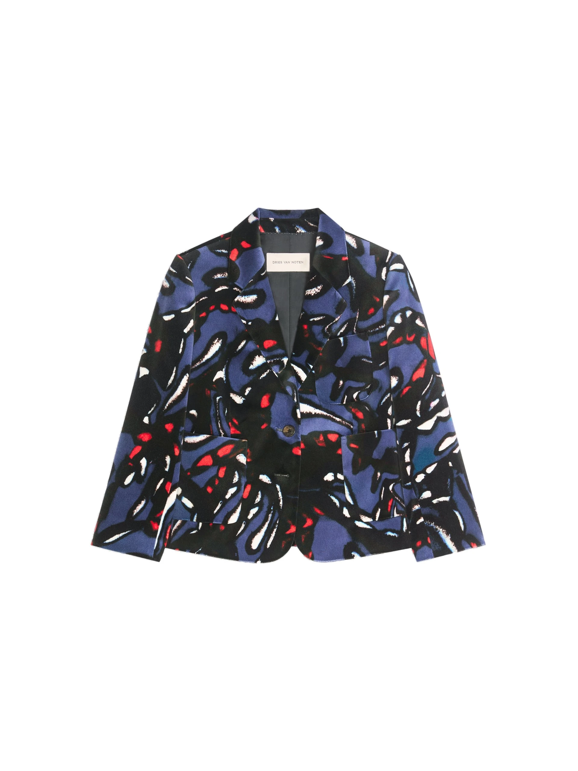 Dries Van Noten Cropped velvet blazer in Navy | Jackets | Luxury Shoes Dries Van Noten Cropped velvet blazer in Navy | Jackets | Luxury Shoes