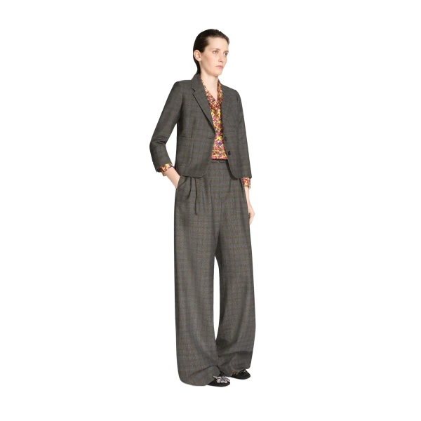 Cropped wool blazer in Brown - Image 3
