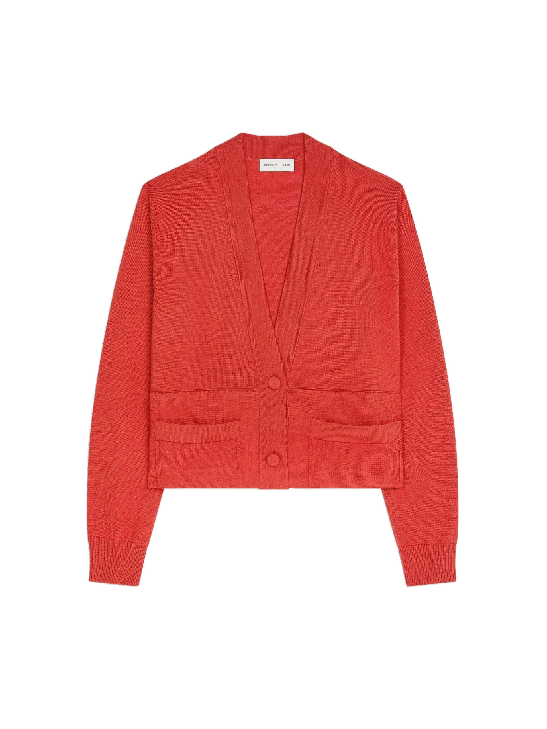 Dries Van Noten Cropped wool cardigan in Brique | Knitwear | Luxury Shoes Dries Van Noten Cropped wool cardigan in Brique | Knitwear | Luxury Shoes