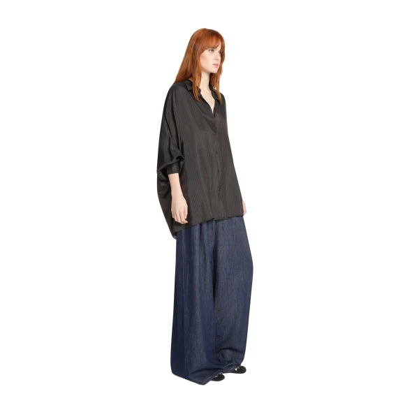 Cupro cocoon shirt in Dark Brown - Image 3