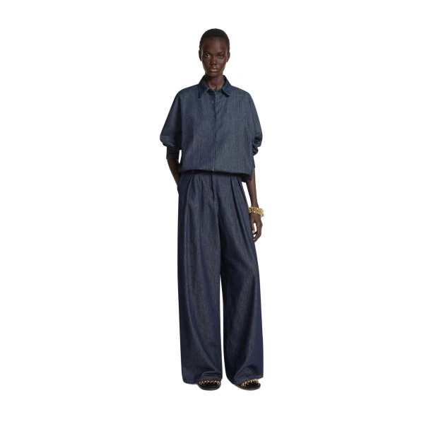 Denim cocoon shirt in Indigo - Image 2