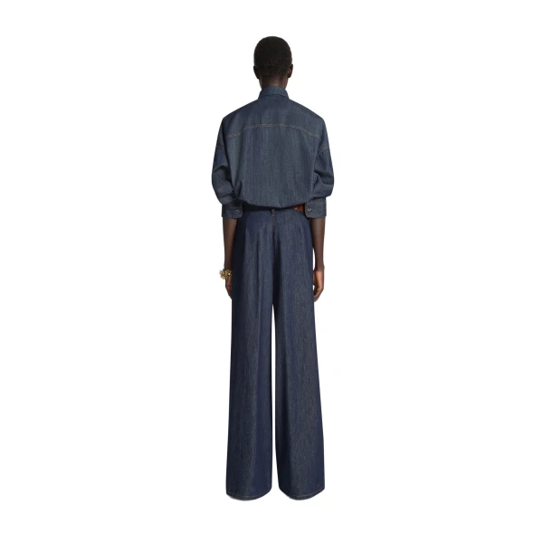 Denim cocoon shirt in Indigo - Image 4