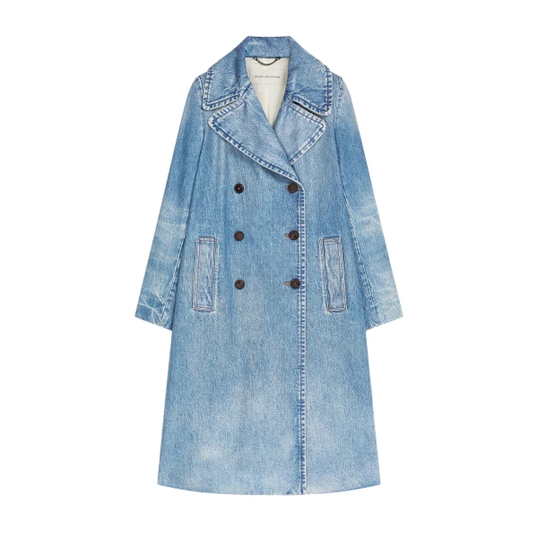 Dries Van Noten Double breasted denim coat in Blue | Coats | Luxury Shoes 