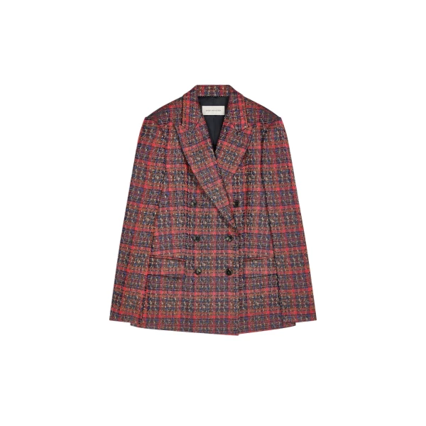 Double breasted jacquard blazer in Red