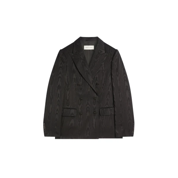 Double breasted moiré blazer in Black