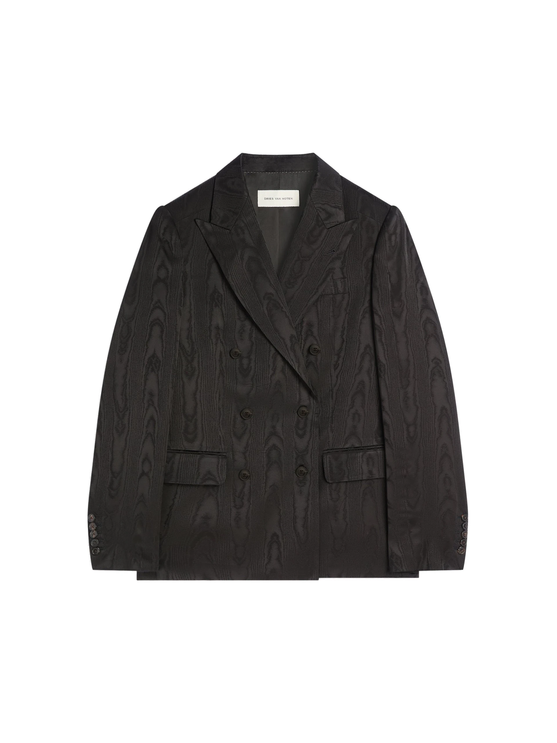Dries Van Noten Double breasted moiré blazer in Black | Jackets | Luxury Shoes Dries Van Noten Double breasted moiré blazer in Black | Jackets | Luxury Shoes