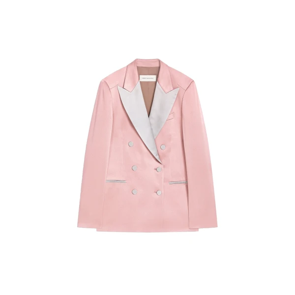 Double breasted tuxedo blazer in Old Rose