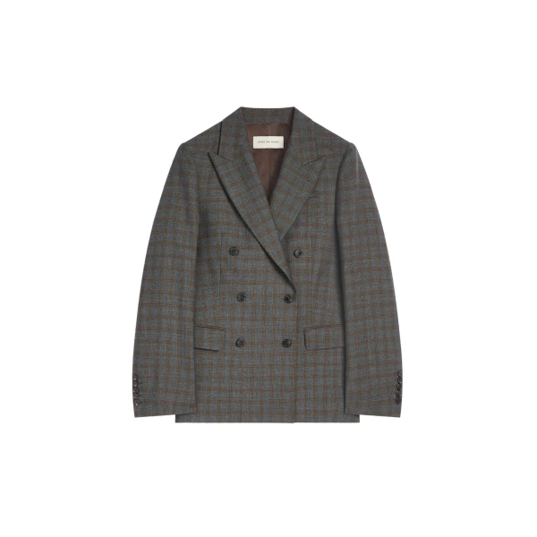 Dries Van Noten Double breasted wool blazer in Brown | Jackets | Luxury Shoes 