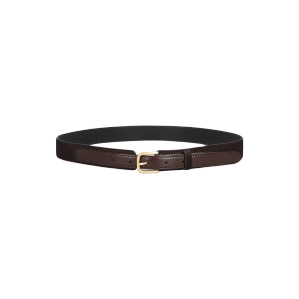 Double leather belt in Choco