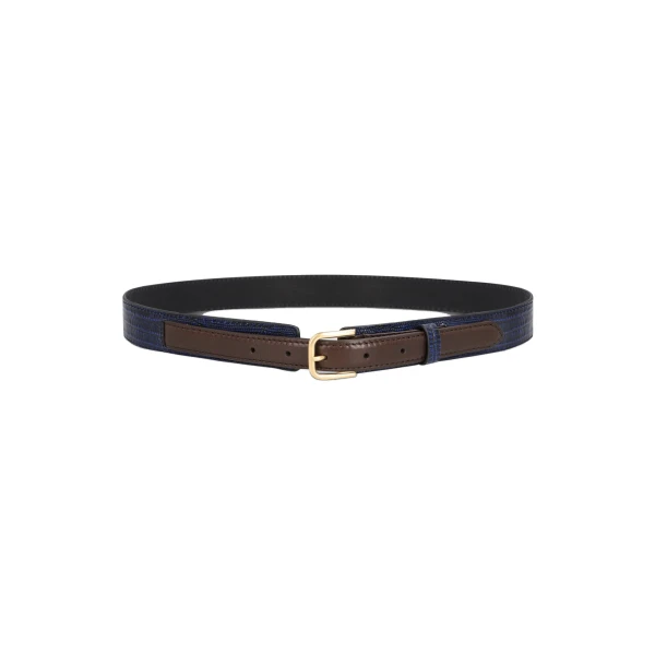 Double leather belt in Electric