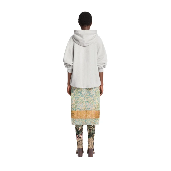 Draped cotton hoodie in Grey Melange - Image 4
