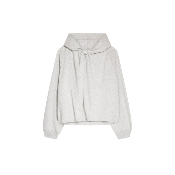 Draped cotton hoodie in Grey Melange