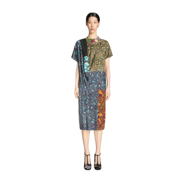 Draped viscose dress in Bottle - Image 2