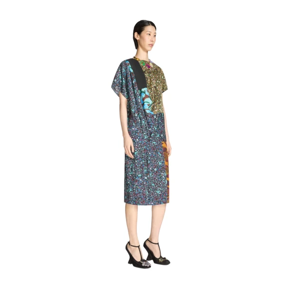 Draped viscose dress in Bottle - Image 3
