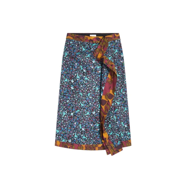 Draped viscose skirt in Petrol