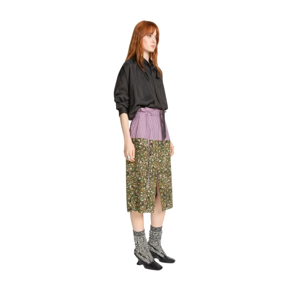 Drawstring cupro blouse in Dark Brown - Image 3