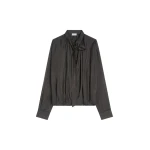 Dries Van Noten Drawstring cupro blouse in Dark Brown | Tops | Luxury Shoes 
