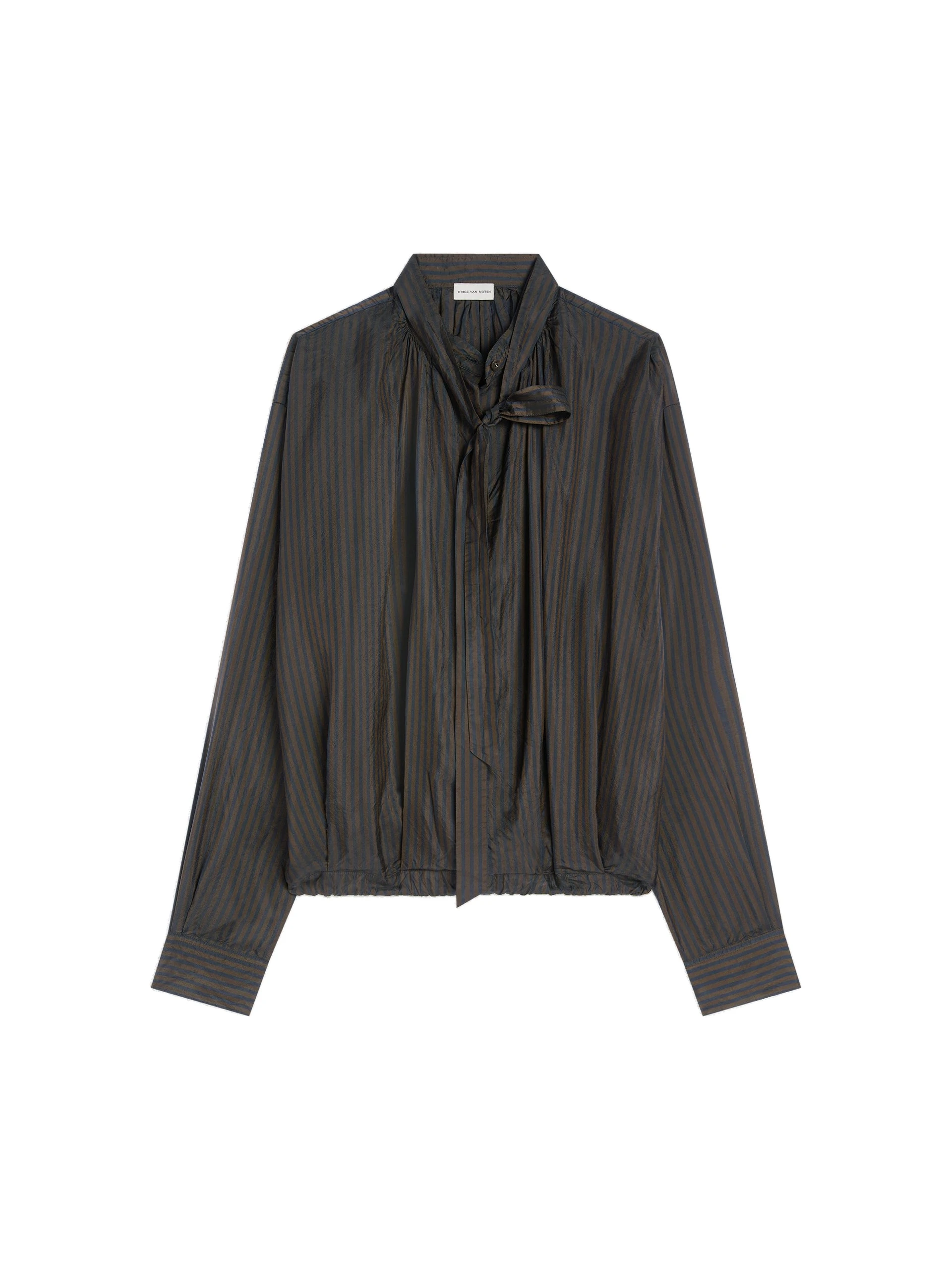 Dries Van Noten Drawstring cupro blouse in Dark Brown | Tops | Luxury Shoes Dries Van Noten Drawstring cupro blouse in Dark Brown | Tops | Luxury Shoes