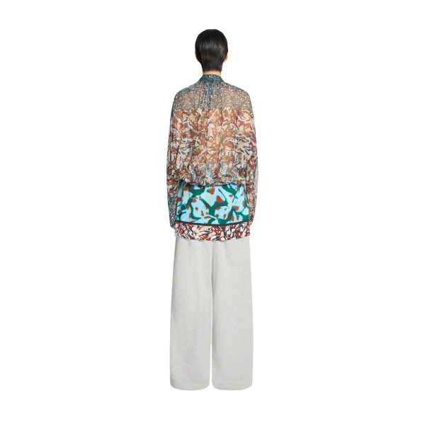 Drawstring silk blouse in Petrol - Image 4