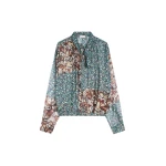 Dries Van Noten Drawstring silk blouse in Petrol | Tops | Luxury Shoes 