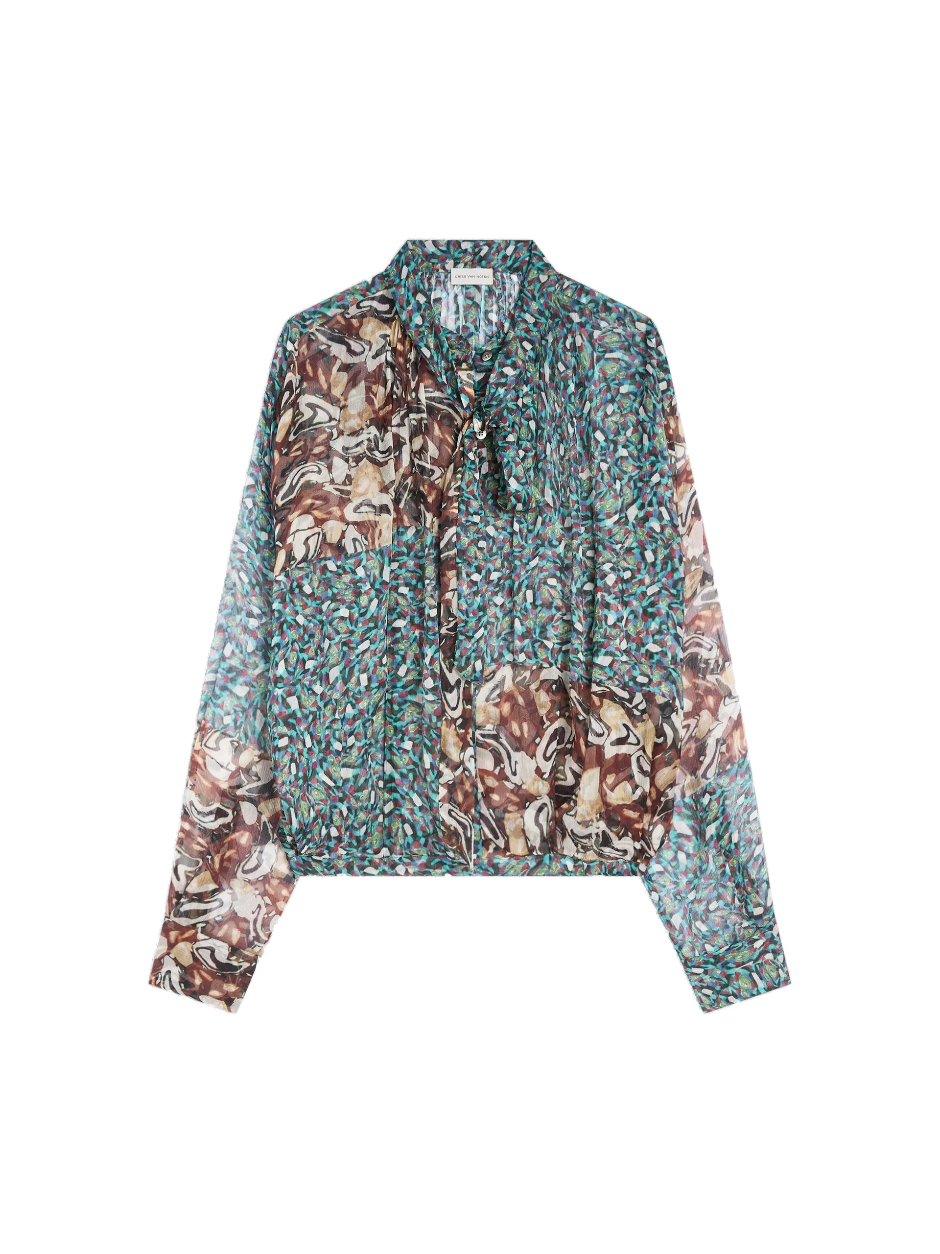 Dries Van Noten Drawstring silk blouse in Petrol | Tops | Luxury Shoes Dries Van Noten Drawstring silk blouse in Petrol | Tops | Luxury Shoes