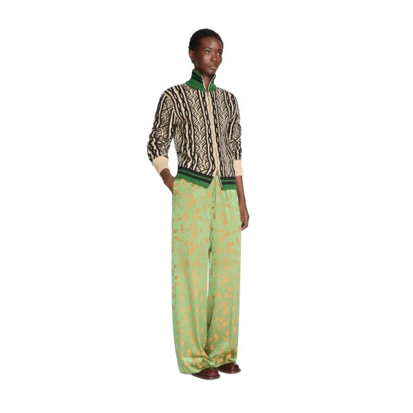 Elasticated jacquard pants in Light Green - Image 3