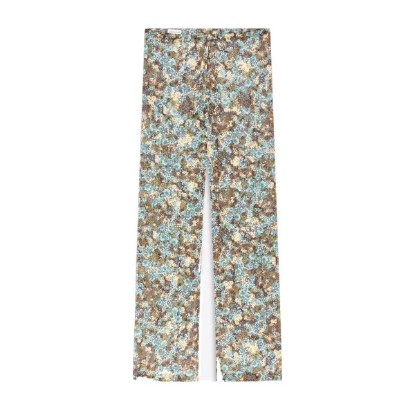 Elasticated pleated pants in Sky