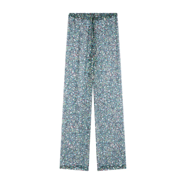 Elasticated silk pants in Petrol