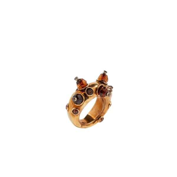 Embellished ring in Brown