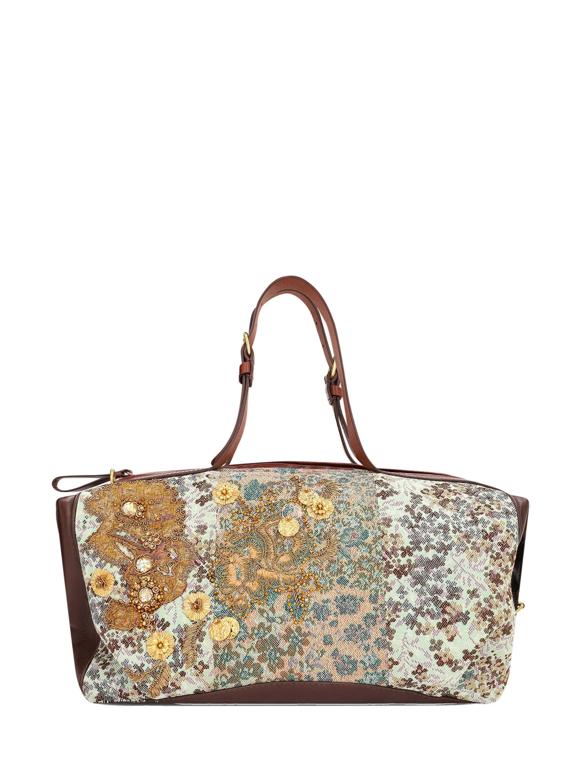 Dries Van Noten Embroidered East-West bag in Sky | Shoulder & Crossbody Bags | Luxury Shoes Dries Van Noten Embroidered East-West bag in Sky