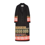 Dries Van Noten Embroidered ankle-length wool coat in Black | Coats | Luxury Shoes 