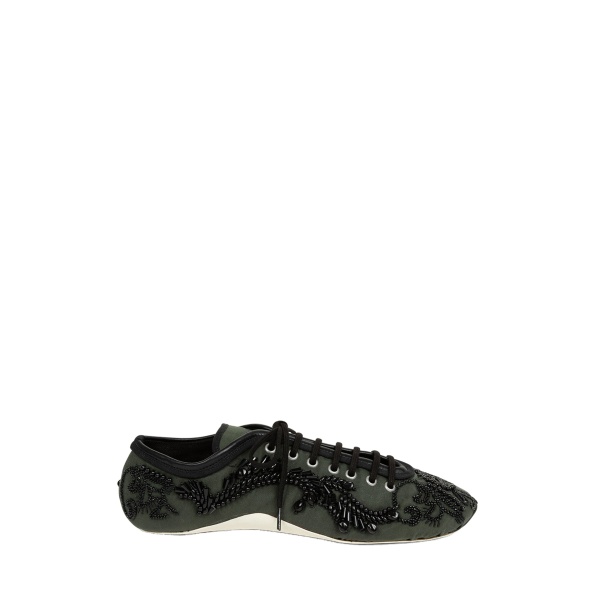 Dries Van Noten Embroidered ballerina sneakers in Bottle
