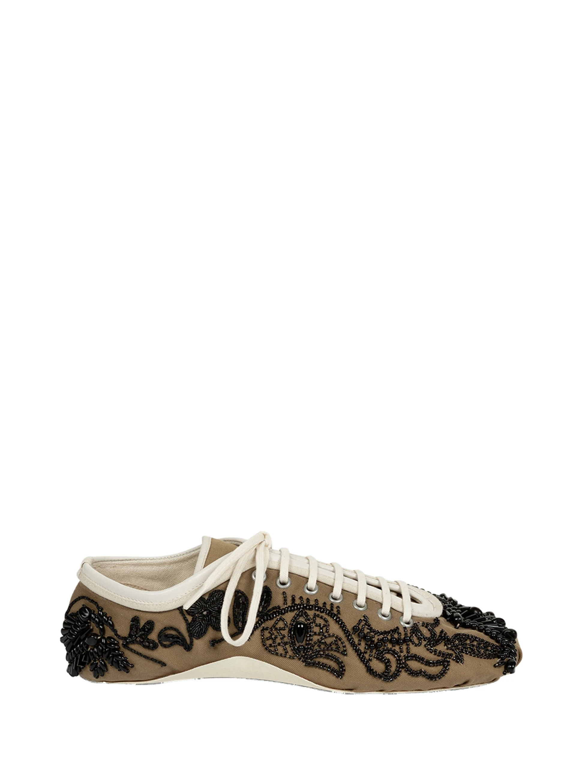 Dries Van Noten Embroidered ballerina sneakers in Camel | Sneakers | Luxury Shoes Dries Van Noten Embroidered ballerina sneakers in Camel