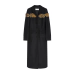 Dries Van Noten Embroidered belted wool coat in Black | Coats | Luxury Shoes 