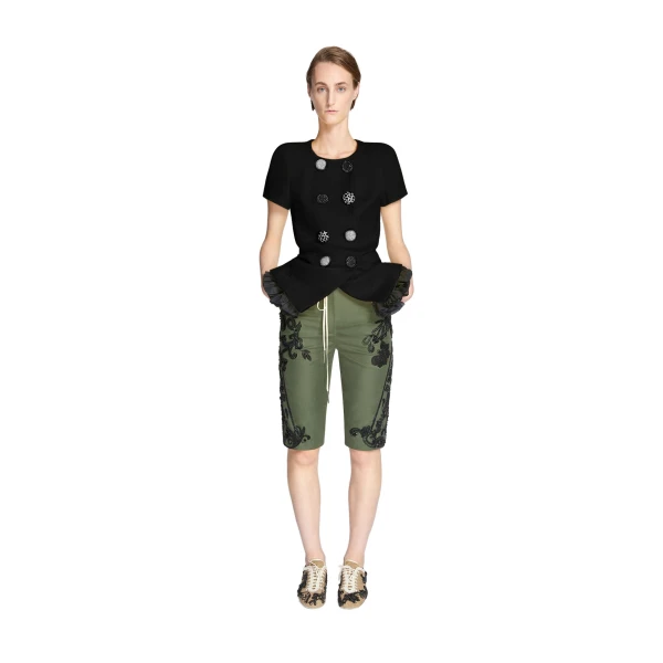 Embroidered capri pants in Bottle - Image 2